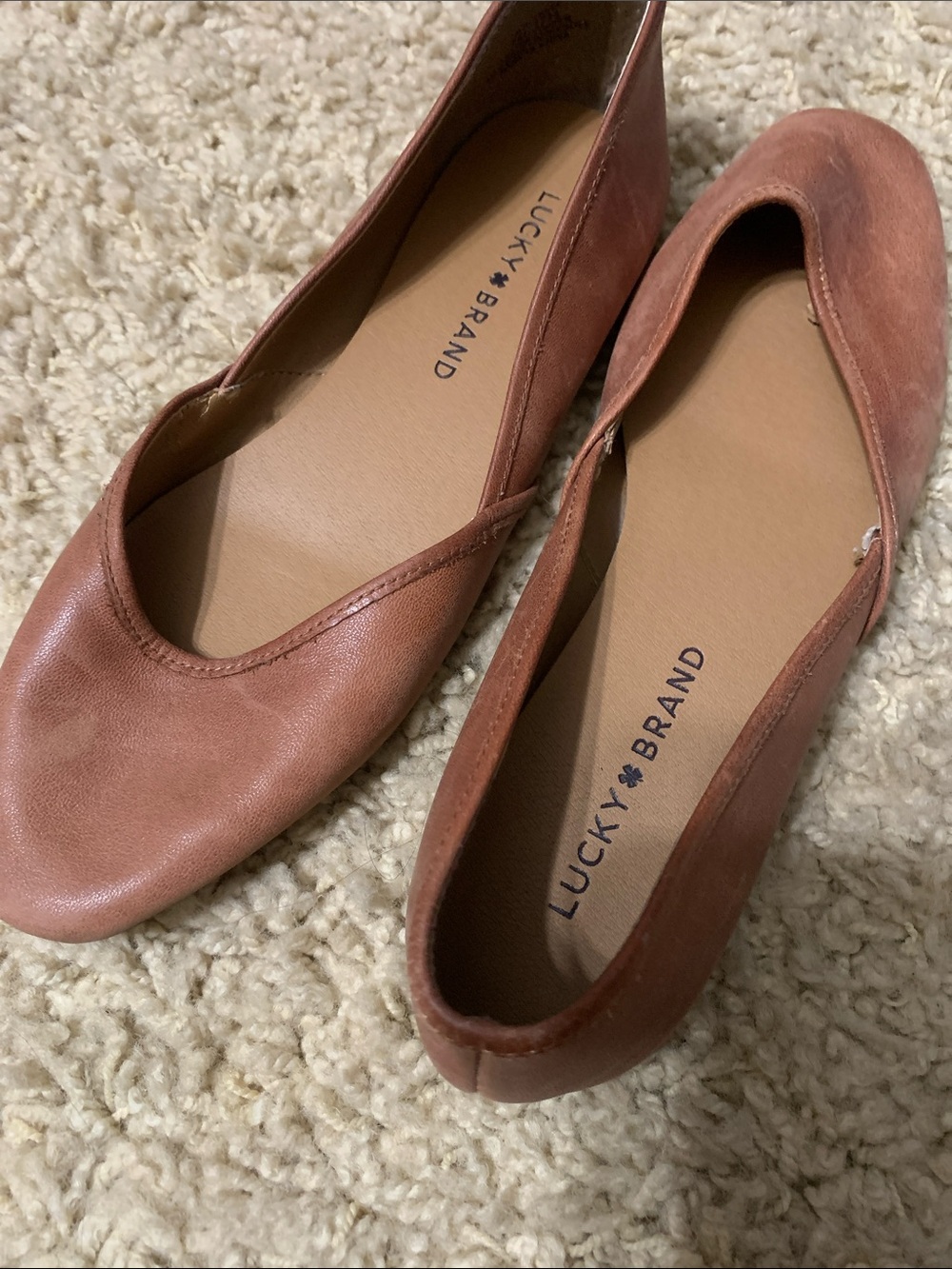 Lucky Brand Women's Rust Brown Leather Ballet Flats